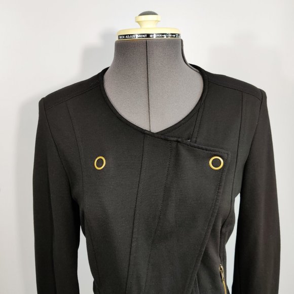 CABI Ponte Knit Moto Jacket Black Style 615 Small - Picture 2 of 14